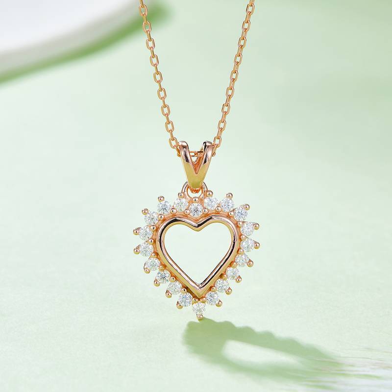 空芯爱心PendantS925银Moissanite厘石D级0.54ct